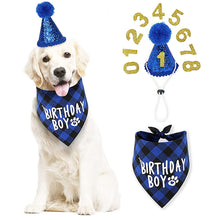 Load image into Gallery viewer, Dog Birthday Party Supplies Dog Birthday Bandana Hat Bowtie Set with 0-8 Figures Dog Birthday Party Supplies