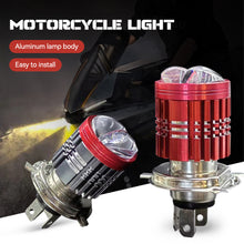 Load image into Gallery viewer, H4 Motorcycle LED Headlight Scooter Aluminum Motorbike Dual Lens Light Bulb DRL