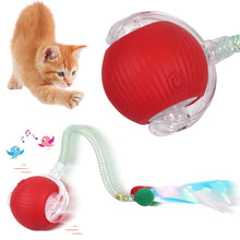 Load image into Gallery viewer, Cat Interactive Ball Toys Automatic Rolling Ball Faux Tail Electric Cat Toys Rechargeable Self-moving Kitten Toys
