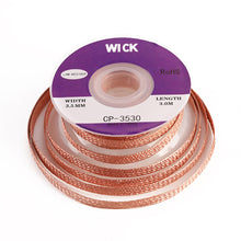 Load image into Gallery viewer, Desoldering Braid Tape Copper Welding Solder Remover 1.5-3.5mm Wire Soldering Wick Tin Lead Cord Flux BGA Repair Tool