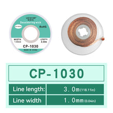 Load image into Gallery viewer, Desoldering Braid Tape Copper Welding Solder Remover 1.5-3.5mm Wire Soldering Wick Tin Lead Cord Flux BGA Repair Tool