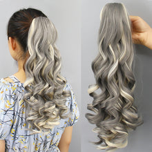 Load image into Gallery viewer, Cross Dyed Curly Hair Wig Ponytail Women's Long Curly Hair Invisible Clip Style Ponytail Hair Extensions