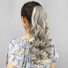 Load image into Gallery viewer, Cross Dyed Curly Hair Wig Ponytail Women's Long Curly Hair Invisible Clip Style Ponytail Hair Extensions