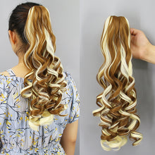 Load image into Gallery viewer, Cross Dyed Curly Hair Wig Ponytail Women's Long Curly Hair Invisible Clip Style Ponytail Hair Extensions
