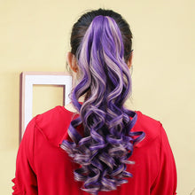 Load image into Gallery viewer, Cross Dyed Curly Hair Wig Ponytail Women's Long Curly Hair Invisible Clip Style Ponytail Hair Extensions