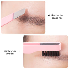 Load image into Gallery viewer, Stainless Steel 2-in-1 Brush Eyebrow Clip Brush Diagonal Tweezers Eyebrow Trimming Hair Removal Beard Beauty Tool