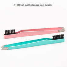 Load image into Gallery viewer, Stainless Steel 2-in-1 Brush Eyebrow Clip Brush Diagonal Tweezers Eyebrow Trimming Hair Removal Beard Beauty Tool