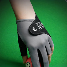 Load image into Gallery viewer, 1PC Professional Half Finger Billiard Gloves For Left Hand Breathable Wear Resistant Ice Silk Gloves With Non-Slip Gasket Self-Adhesive Cloth Fixed