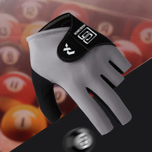 Load image into Gallery viewer, 1PC Professional Half Finger Billiard Gloves For Left Hand Breathable Wear Resistant Ice Silk Gloves With Non-Slip Gasket Self-Adhesive Cloth Fixed