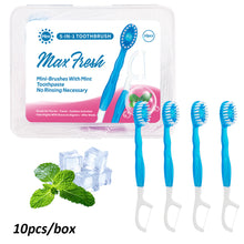 Load image into Gallery viewer, 10pcs/box Mini Disposable Bursting Bead Toothbrush Multifunctional Portable Oral Cleaning No Mouthwash Dental Floss Toothbrush