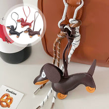 Load image into Gallery viewer, Car Ornament Dachshund Dog Keychain Fashion PU Dog Keychains For Women Bag Pendant Jewelry Trinket Key Ring Key Holder Gift