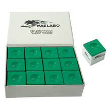 Load image into Gallery viewer, 1Box /12PCS Green Pool Cue Chalk Fine Powder Strong Adhesion Billiard Accessories