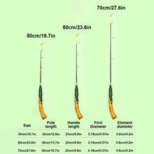 Load image into Gallery viewer, 1PC 50/60/70CM Imitation Wood Grain Curved Handle Ice Fishing Rod Joint Design Soft Tail Pole Fishing Gear Supplies