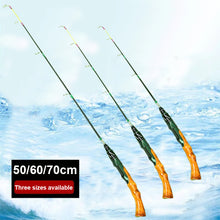 Load image into Gallery viewer, 1PC 50/60/70CM Imitation Wood Grain Curved Handle Ice Fishing Rod Joint Design Soft Tail Pole Fishing Gear Supplies