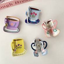 Load image into Gallery viewer, Acrylic Flower Cup Hairpin Hair Claw Clip Cute Temperamental Coffee Cup Headwear Hair Clip Hair Accessory for Women