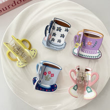 Load image into Gallery viewer, Acrylic Flower Cup Hairpin Hair Claw Clip Cute Temperamental Coffee Cup Headwear Hair Clip Hair Accessory for Women