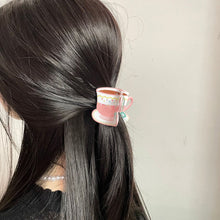 Load image into Gallery viewer, Acrylic Flower Cup Hairpin Hair Claw Clip Cute Temperamental Coffee Cup Headwear Hair Clip Hair Accessory for Women