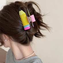 Load image into Gallery viewer, Creative Cartoon Pencil Book Hair Clip Versatile Multicolor Acrylic Hairpin Hair Claw Clip Headwear Hair Accessory for Women