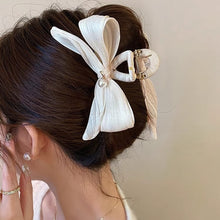 Load image into Gallery viewer, Elegant Pearl Bowknot Hair Clip Simple Temperamental Updo Hairpin Hair Claw Clip Solid Color Acrylic Headwear Hair Accessory