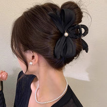 Load image into Gallery viewer, Elegant Pearl Bowknot Hair Clip Simple Temperamental Updo Hairpin Hair Claw Clip Solid Color Acrylic Headwear Hair Accessory