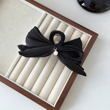 Load image into Gallery viewer, Elegant Pearl Bowknot Hair Clip Simple Temperamental Updo Hairpin Hair Claw Clip Solid Color Acrylic Headwear Hair Accessory