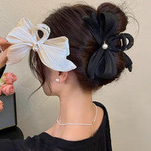 Load image into Gallery viewer, Elegant Pearl Bowknot Hair Clip Simple Temperamental Updo Hairpin Hair Claw Clip Solid Color Acrylic Headwear Hair Accessory