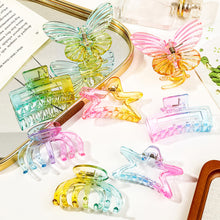 Load image into Gallery viewer, Colourful Gradient Transparent Hairpin Square Pumpkin Butterfly Hair Claw Clip Simple Versatile Headwear Hair Clip Hair Accessory