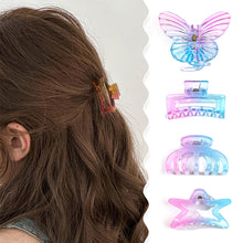 Load image into Gallery viewer, Colourful Gradient Transparent Hairpin Square Pumpkin Butterfly Hair Claw Clip Simple Versatile Headwear Hair Clip Hair Accessory