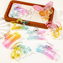 Load image into Gallery viewer, Colourful Gradient Transparent Hairpin Square Pumpkin Butterfly Hair Claw Clip Simple Versatile Headwear Hair Clip Hair Accessory