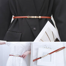 Load image into Gallery viewer, Versatile Alloy Pearl Buckle Waist Belt Casual Adjustable Imitation Leather Thin Waistband Skirt Jacket Waist Decoration Belt