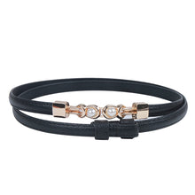 Load image into Gallery viewer, Versatile Alloy Pearl Buckle Waist Belt Casual Adjustable Imitation Leather Thin Waistband Skirt Jacket Waist Decoration Belt