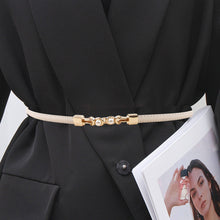 Load image into Gallery viewer, Versatile Alloy Pearl Buckle Waist Belt Casual Adjustable Imitation Leather Thin Waistband Skirt Jacket Waist Decoration Belt