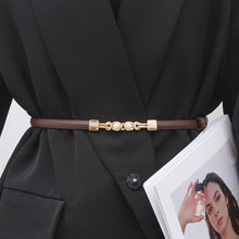 Load image into Gallery viewer, Versatile Alloy Pearl Buckle Waist Belt Casual Adjustable Imitation Leather Thin Waistband Skirt Jacket Waist Decoration Belt