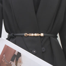 Load image into Gallery viewer, Versatile Alloy Pearl Buckle Waist Belt Casual Adjustable Imitation Leather Thin Waistband Skirt Jacket Waist Decoration Belt
