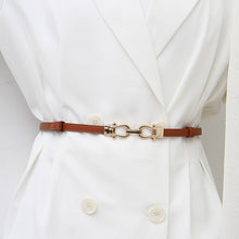 Load image into Gallery viewer, Fashionable Versatile Alloy Buckle Waist Belt Adjustable Imitation Leather Thin Waistband Coat Dress Waist Decoration Belt