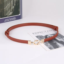 Load image into Gallery viewer, Simple Versatile Alloy Cross Buckle Waist Belt Adjustable Imitation Leather Thin Waistband Clothes Waist Decoration Belt