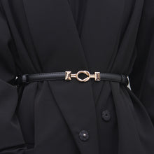 Load image into Gallery viewer, Simple Versatile Alloy Cross Buckle Waist Belt Adjustable Imitation Leather Thin Waistband Clothes Waist Decoration Belt