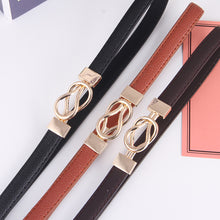 Load image into Gallery viewer, Simple Versatile Alloy Cross Buckle Waist Belt Adjustable Imitation Leather Thin Waistband Clothes Waist Decoration Belt