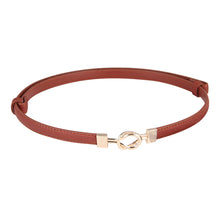 Load image into Gallery viewer, Simple Versatile Alloy Cross Buckle Waist Belt Adjustable Imitation Leather Thin Waistband Clothes Waist Decoration Belt