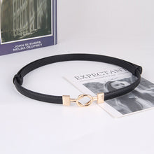 Load image into Gallery viewer, Simple Versatile Alloy Cross Buckle Waist Belt Adjustable Imitation Leather Thin Waistband Clothes Waist Decoration Belt