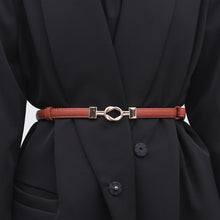 Load image into Gallery viewer, Simple Versatile Alloy Cross Buckle Waist Belt Adjustable Imitation Leather Thin Waistband Clothes Waist Decoration Belt