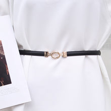Load image into Gallery viewer, Simple Versatile Alloy Cross Buckle Waist Belt Adjustable Imitation Leather Thin Waistband Clothes Waist Decoration Belt