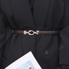 Load image into Gallery viewer, Simple Versatile Alloy Cross Buckle Waist Belt Adjustable Imitation Leather Thin Waistband Clothes Waist Decoration Belt