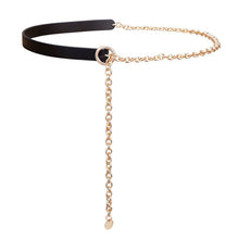 Load image into Gallery viewer, Black Thin Waistband Metal Waist Chain Splicing Adjustable Versatile Dress Shirt Waist Decoration Belt Apparel Accessory for Women