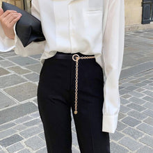 Load image into Gallery viewer, Black Thin Waistband Metal Waist Chain Splicing Adjustable Versatile Dress Shirt Waist Decoration Belt Apparel Accessory for Women