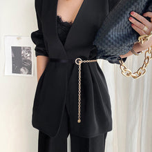 Load image into Gallery viewer, Black Thin Waistband Metal Waist Chain Splicing Adjustable Versatile Dress Shirt Waist Decoration Belt Apparel Accessory for Women