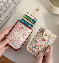 Load image into Gallery viewer, Creative Cartoon Flower Pull Card Bag Retro Fashionable Compact Portable Certificate Storage Bag Credit Card Bank Card Holder