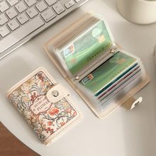 Load image into Gallery viewer, Flower Painting Card Bag Fashionable Retro Large Capacity Compact Portable Bus Card Credit Card Bank Card Holder Wallet for Women