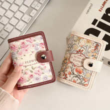 Load image into Gallery viewer, Flower Painting Card Bag Fashionable Retro Large Capacity Compact Portable Bus Card Credit Card Bank Card Holder Wallet for Women