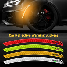 Load image into Gallery viewer, 2Pcs Reflective Car Wheel Arches Safety Warning Sticker Mark Car Stickers Tape Reflective Strips Exterior Accessories